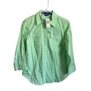 Van Heusen Green Button Up Blouse- NWT